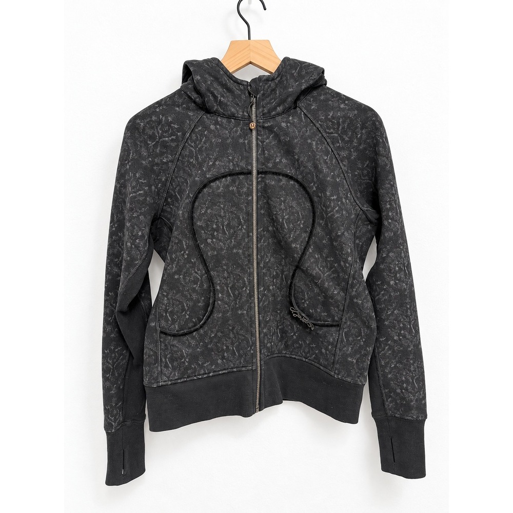 ululemon Hiver 2013 Scuba Hoodie Size 10 Black Fleece Lined Full Zip Rare